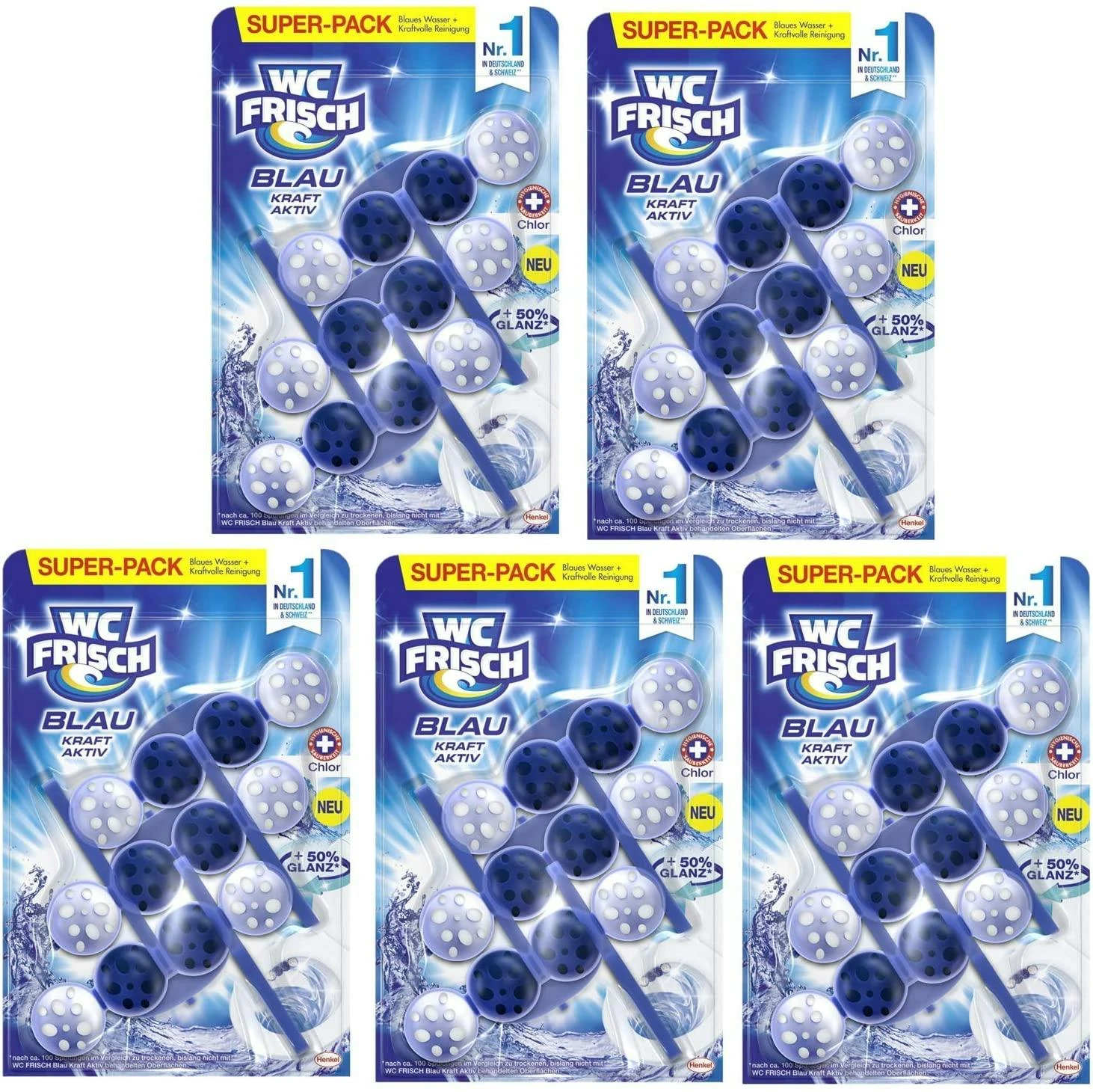 WC FRISCH Kraft Aktiv Blauspüler Chlor 10x50g WC Reiniger Toilettenreiniger 6 WC FRISCH Kraft Aktiv Blauspüler Chlor 10x50g WC Reiniger Toilettenreiniger – Bild 4