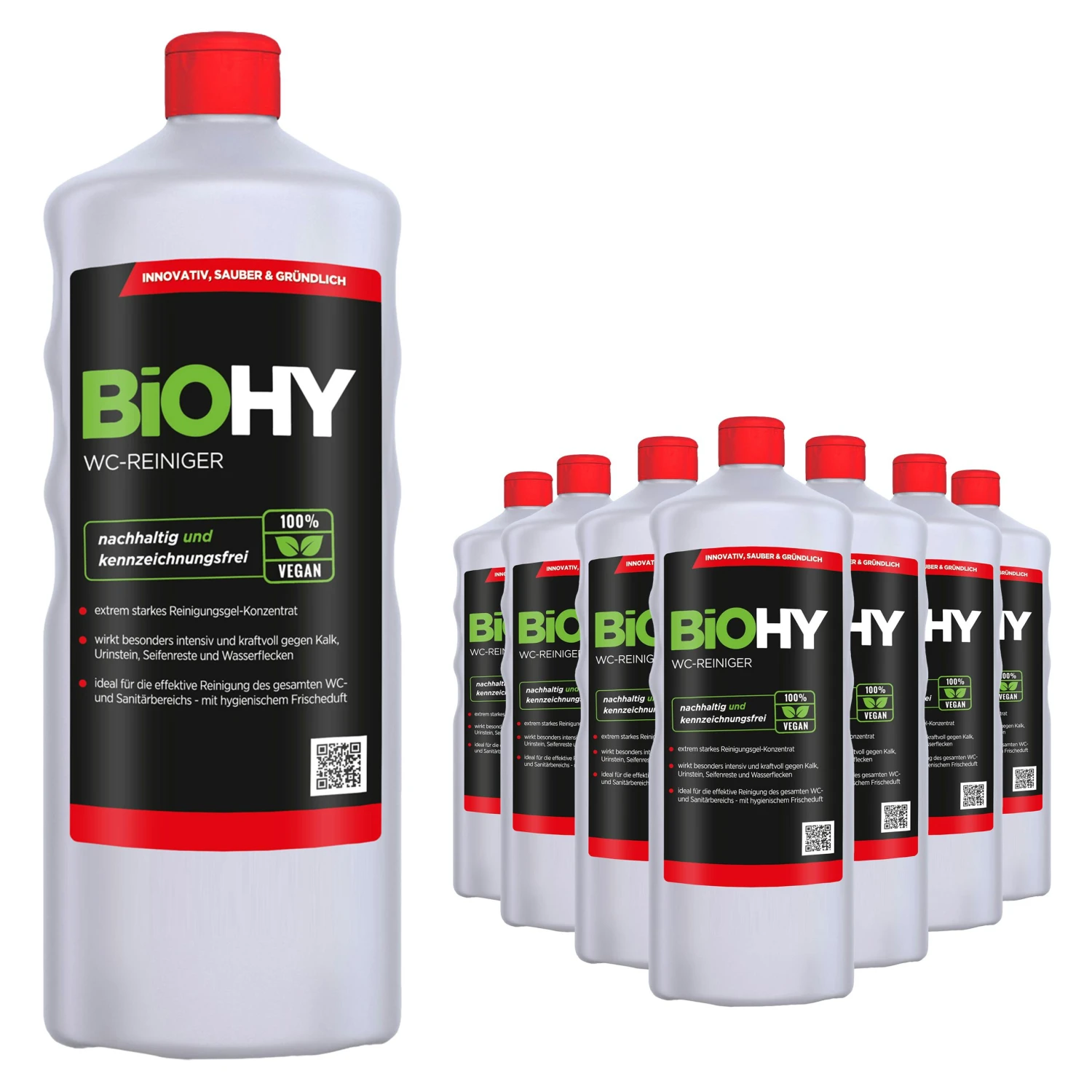 BiOHY WC-Reiniger (9x1l Flasche) | EXTRA STARK | Profi Bio Konzentrat | Dickflüssiges Reinigungs-Gel | Ideal Gegen Urinstein