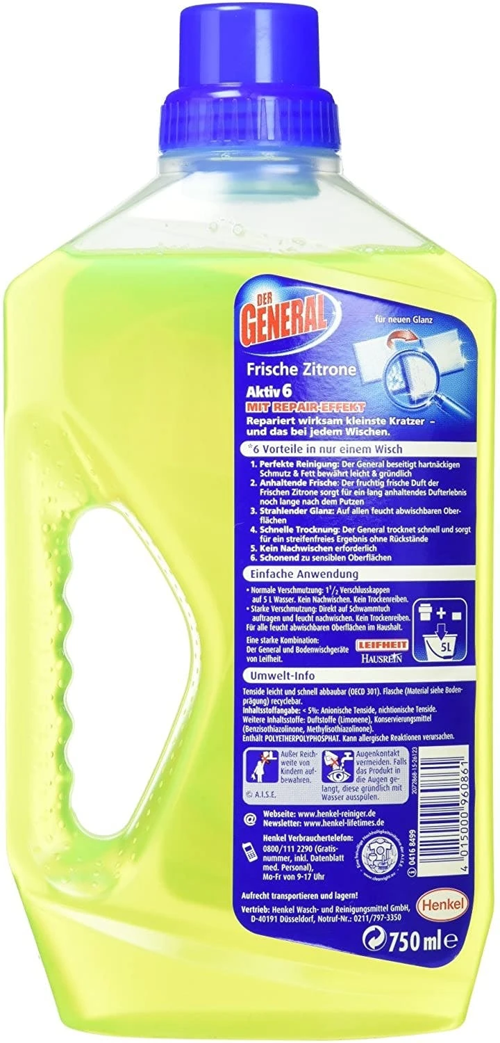 Der General Universal Frische Zitrone Allzweckreiniger 750 Ml Reiniger 8 Der General Universal Frische Zitrone Allzweckreiniger 750 Ml Reiniger – Bild 6