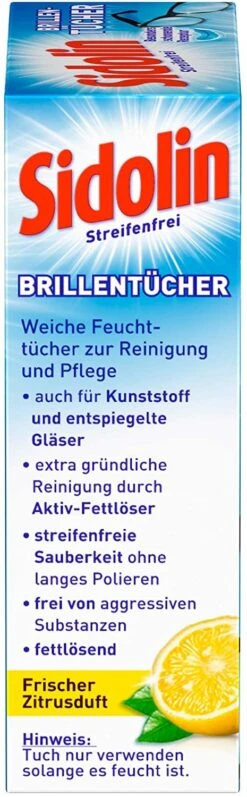 Sidolin Brillenputztücher 20 Stück Reinigungstücher Tücher Reinigen Putztuch -Reinigungsmittel Geschäft 64bc752f 06e7 42af b2e9 cf3fbd383c55