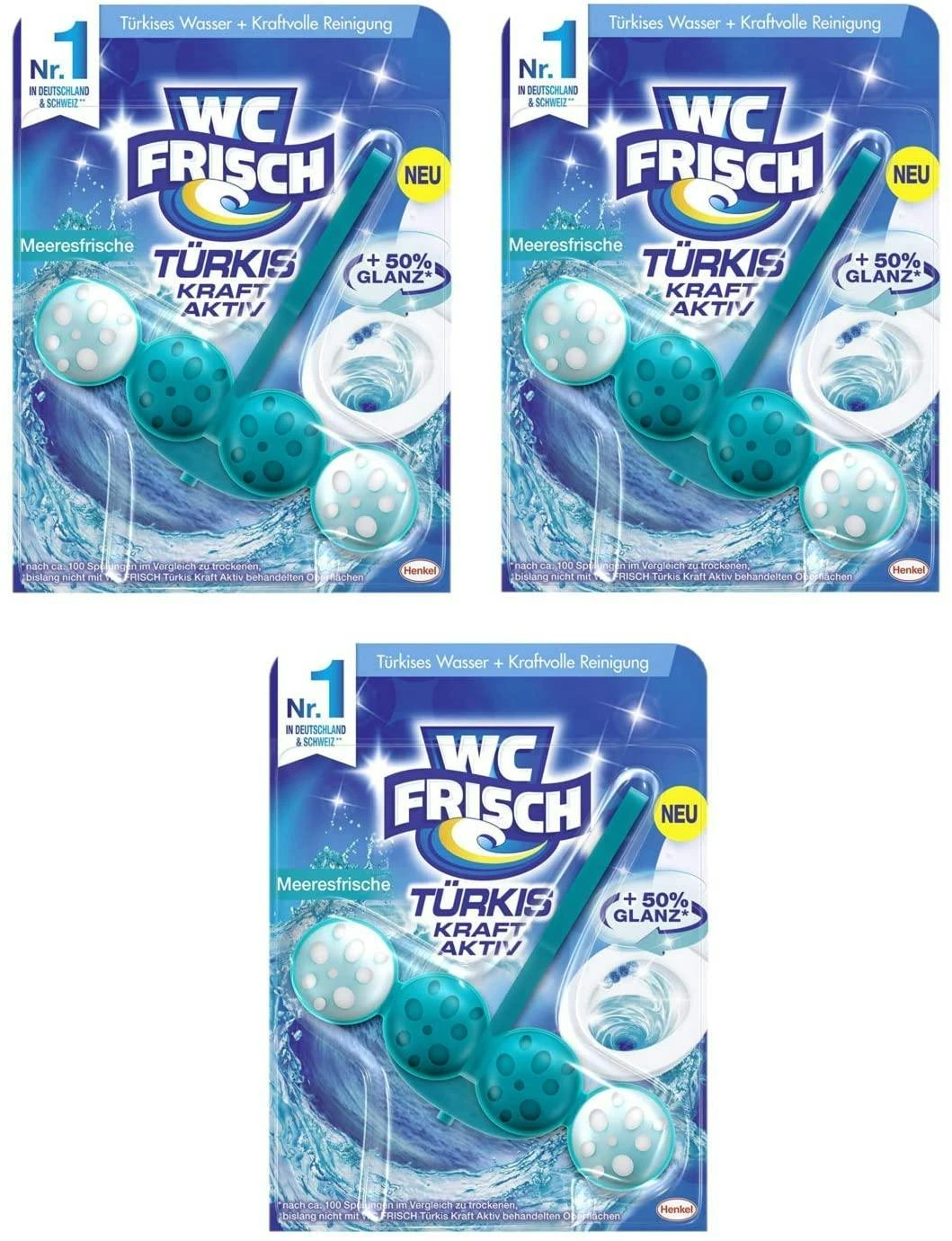 WC FRISCH Kraft Aktiv Türkisspüler Meeresfrische 10x50g WC-Reiniger Reinigung 5 WC FRISCH Kraft Aktiv Türkisspüler Meeresfrische 10x50g WC-Reiniger Reinigung – Bild 3