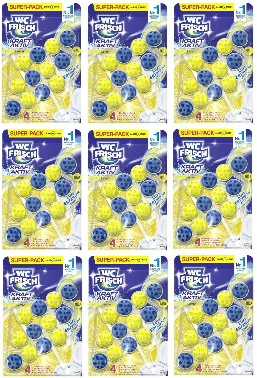 WC-Frisch Kraft Aktiv Duftspüler Lemon 9x150g WC-Reiniger Toilettenreiniger 3 WC-Frisch Kraft Aktiv Duftspüler Lemon 9x150g WC-Reiniger Toilettenreiniger