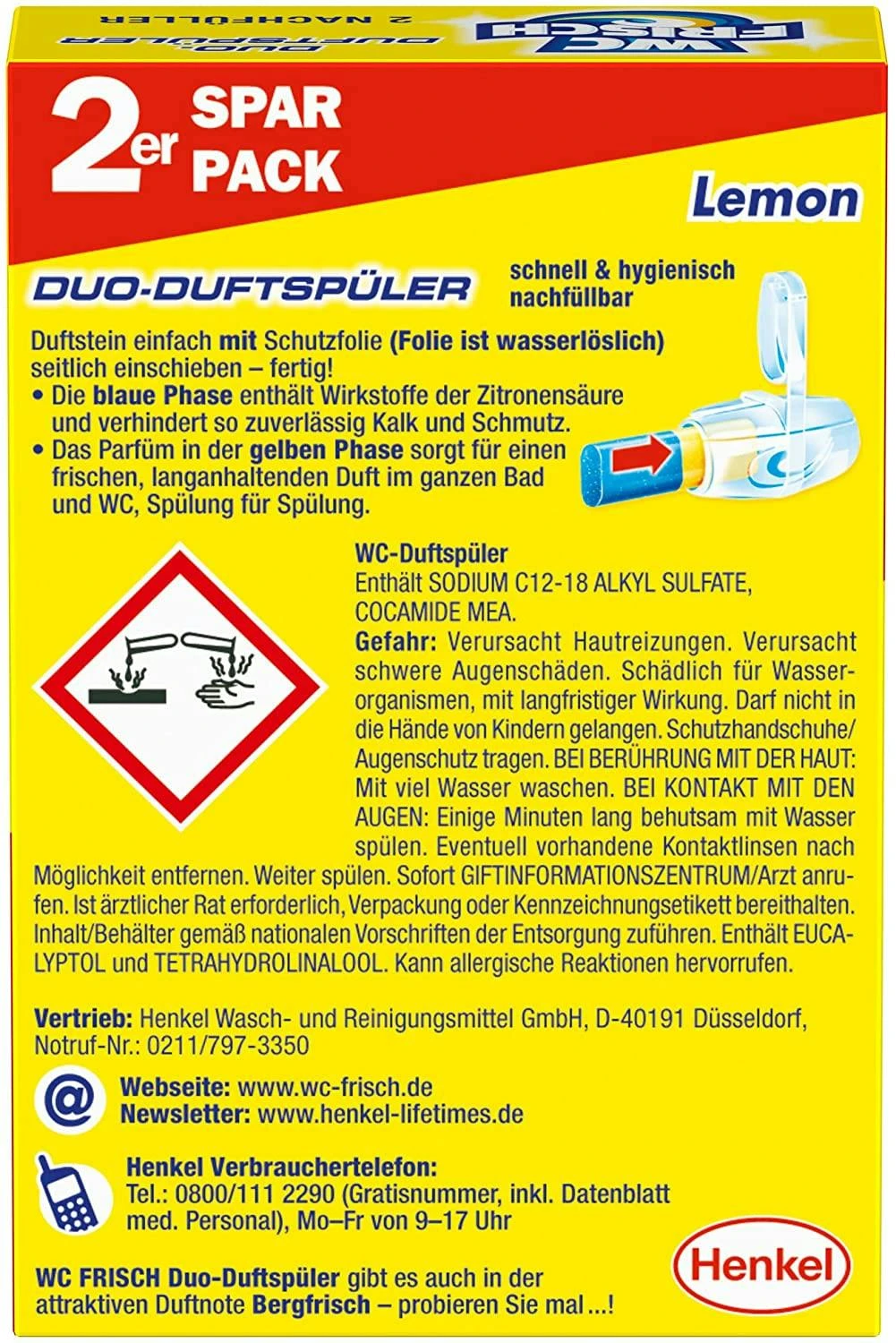 WC FRISCH Duftspüler Lemon 5er Pack WC-Reiniger WC-Duftstein 5x2Stück Nachfüller 8 WC FRISCH Duftspüler Lemon 5er Pack WC-Reiniger WC-Duftstein 5x2Stück Nachfüller – Bild 6