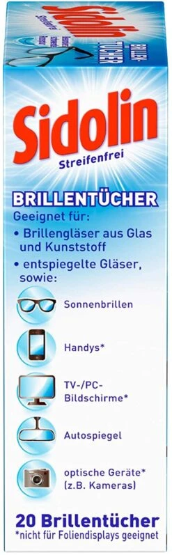 Sidolin Brillenputztücher 20 Stück Reinigungstücher Tücher Reinigen Putztuch -Reinigungsmittel Geschäft b92b709c 9011 4437 9908 63ba3304c730