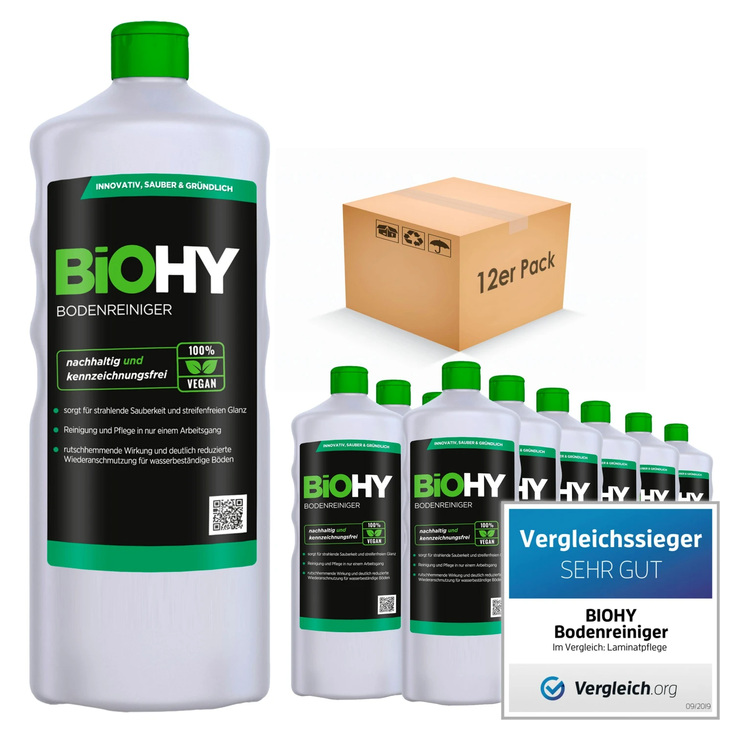 BiOHY Bodenreiniger (12x1l Flasche) | Konzentrat Für Alle Reinigungsgeräte Und Alle Hartböden | Angenehmer Geruch Und Streifenfreie Reinigung 3 BiOHY Bodenreiniger (12x1l Flasche) | Konzentrat Für Alle Reinigungsgeräte Und Alle Hartböden | Angenehmer Geruch Und Streifenfreie Reinigung