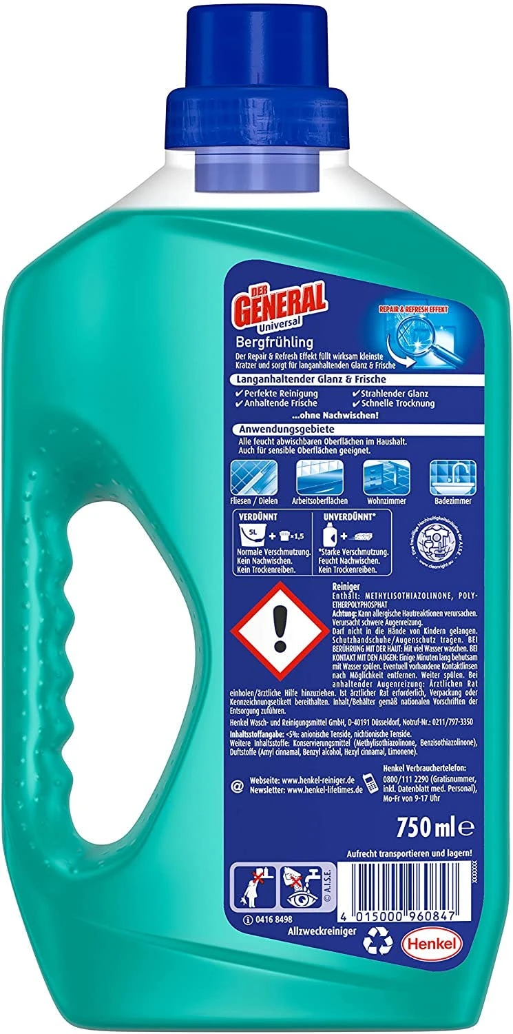 Der General Allzweckreiniger Bergfrühling Reinigungsmittel 750 Ml Reiniger 8 Der General Allzweckreiniger Bergfrühling Reinigungsmittel 750 Ml Reiniger – Bild 6