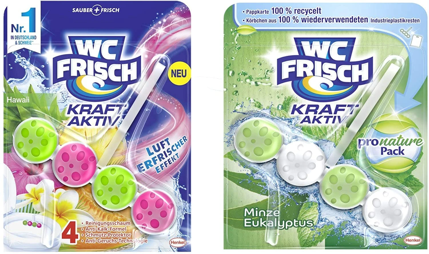 WC Frisch Duftspüler Set 1x 50g Minze & 1x 50g Urlaubsträume Hawaii WC Reiniger 3 WC Frisch Duftspüler Set 1x 50g Minze & 1x 50g Urlaubsträume Hawaii WC Reiniger