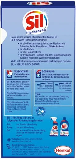 Sil 1 Für Alles Fleckensalz Fleckenentferner 500 G Reiniger Reinigungsmittel 14 Sil 1 Für Alles Fleckensalz Fleckenentferner 500 G Reiniger Reinigungsmittel -Reinigungsmittel Geschäft ecefbf7a 6c20 448f 9541 b58f3b79933d