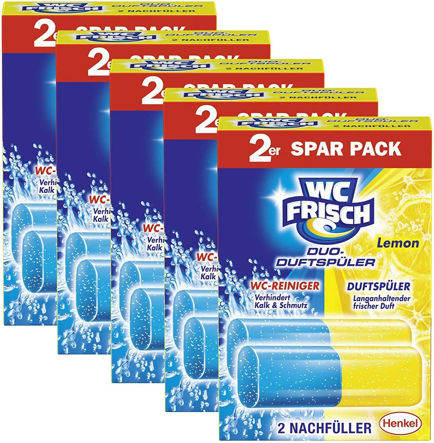 WC FRISCH Duftspüler Lemon 5er Pack WC-Reiniger WC-Duftstein 5x2Stück Nachfüller 3 WC FRISCH Duftspüler Lemon 5er Pack WC-Reiniger WC-Duftstein 5x2Stück Nachfüller